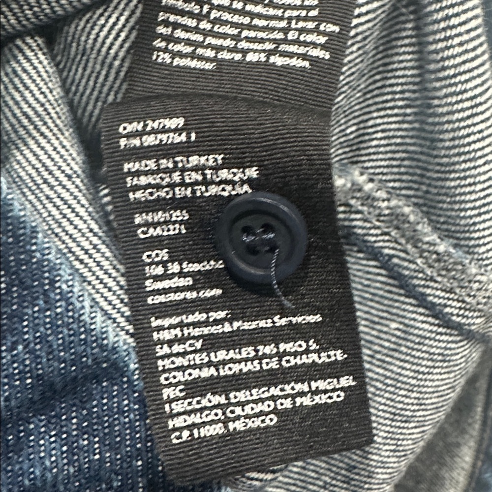 COS dark Denim Jean Shirt jacket Shacket size 4 dark blue minimalist classic - Picture 9 of 9